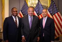 Democratic Leader Hakeem Jeffries, Reverend Jesse L. Jackson, and Congressman Jonathan Jackson